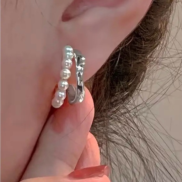 Silver Pearl Earrings - Picture 3 of 5